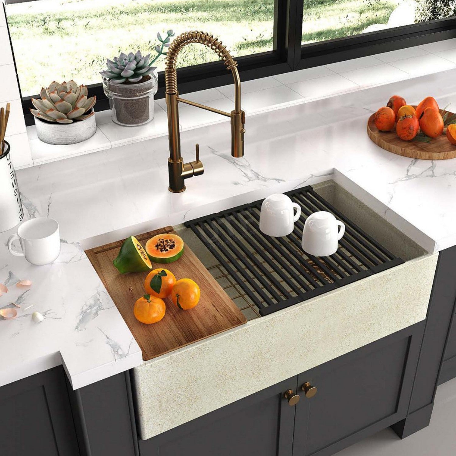 UF-8009 Designer Kitchen Cement Sink
