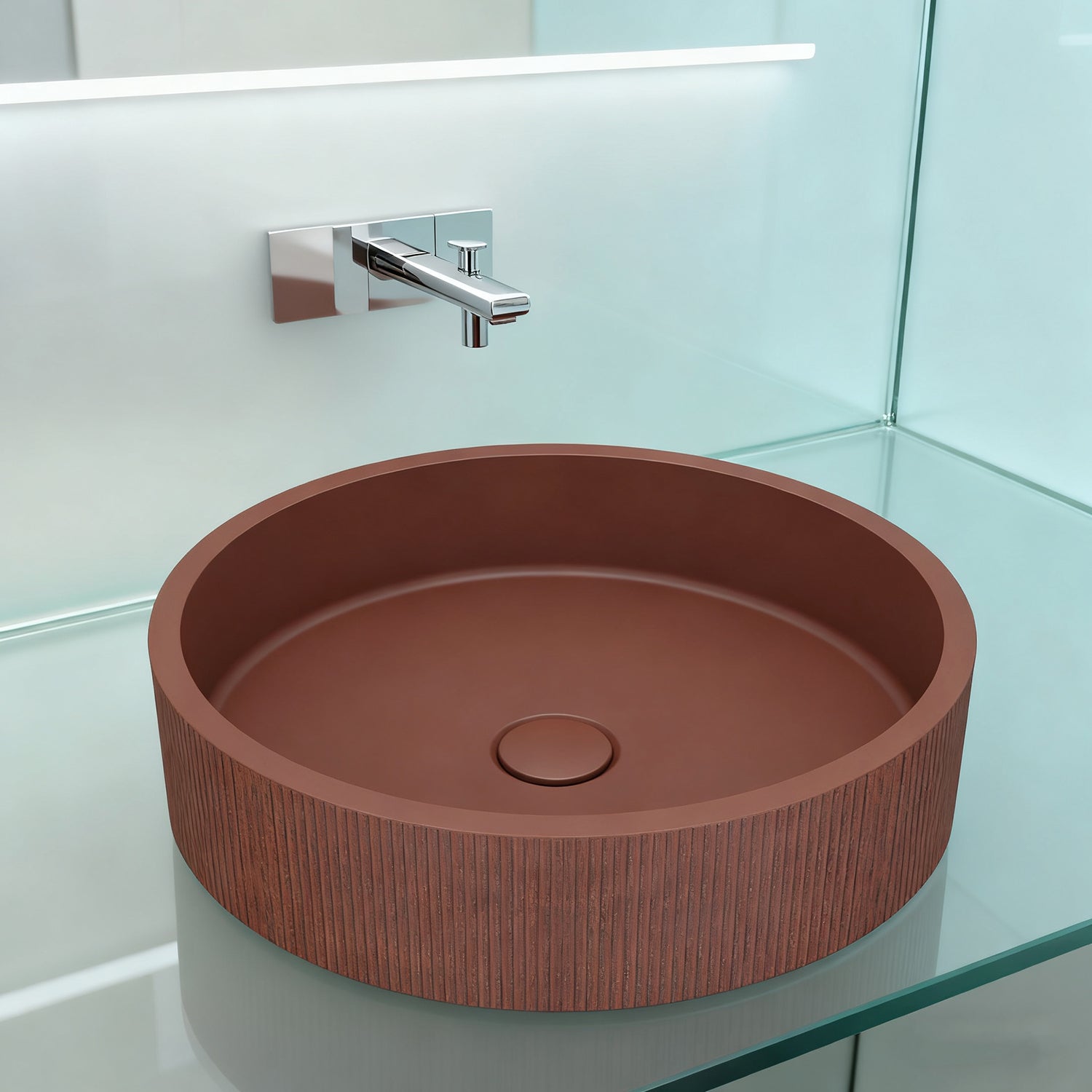 UF-1038E Sculpted Cement Bathroom Basin