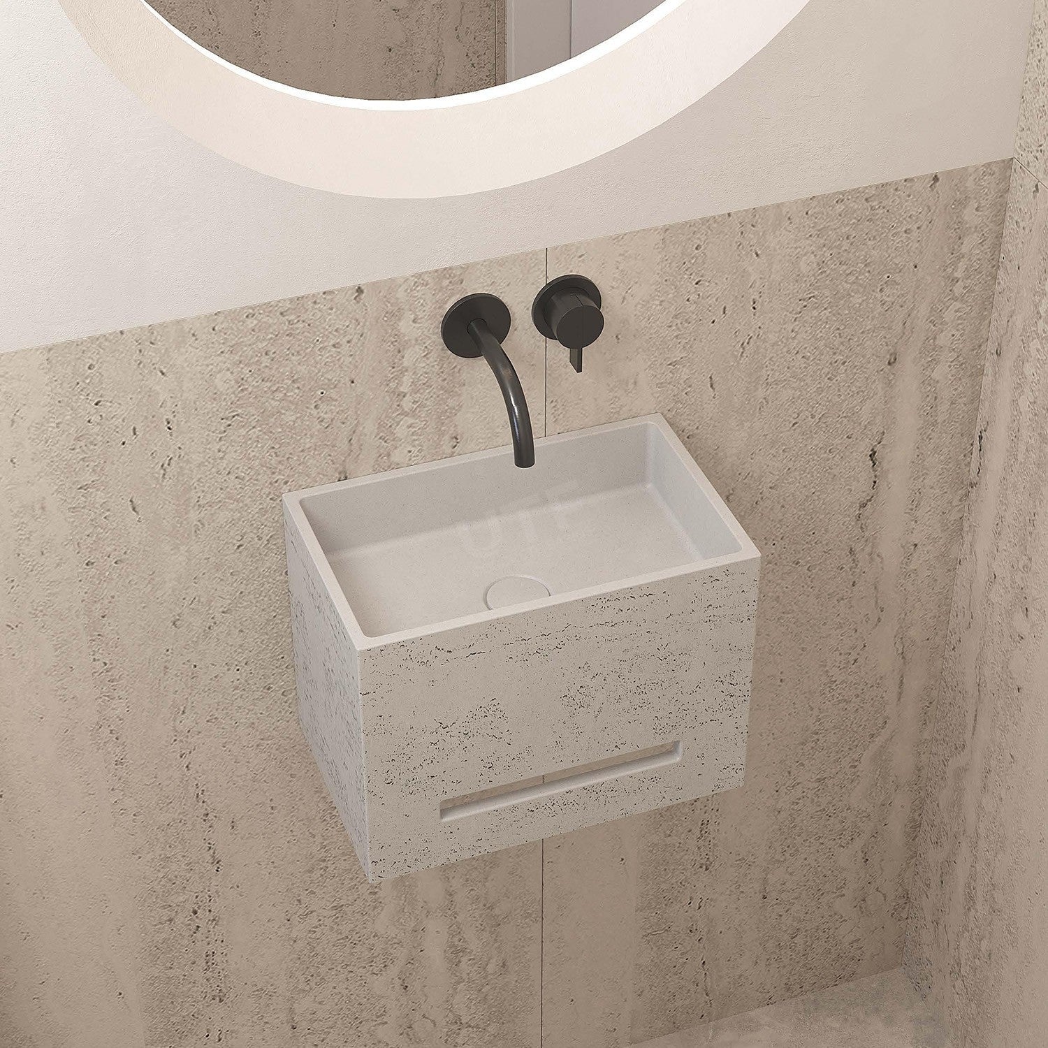 UF-4014A Modern Square Wall-Hung Concrete Sink