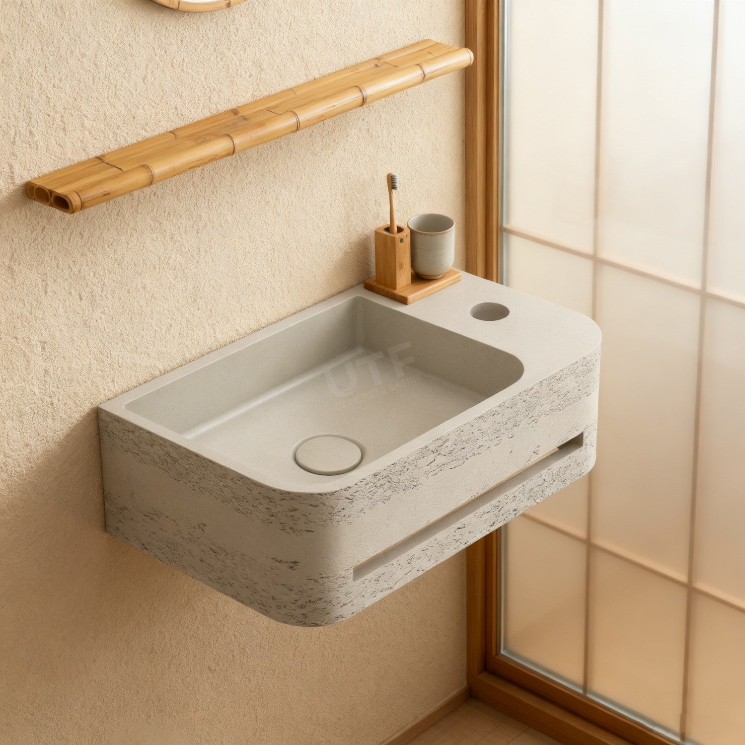 UF-4008B Handmade Wall-Mounted Concrete Sink